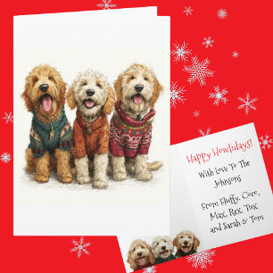 Custom Goldendoodle Christmas Ugly Sweater Holiday Card