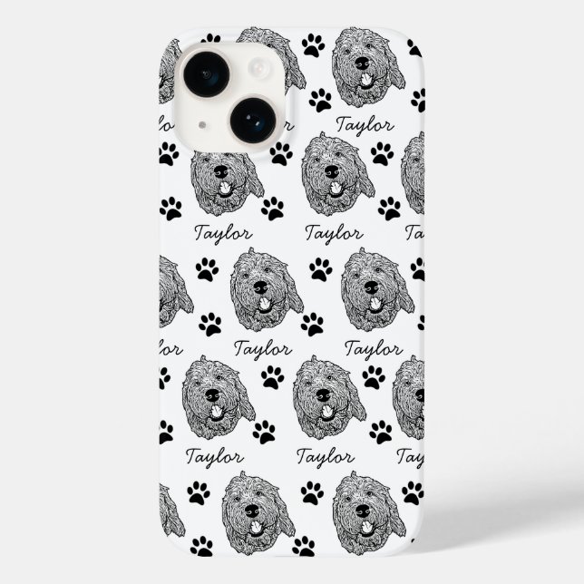 Custom Goldendoodle Dog Personalized Drawing Case-Mate iPhone Case (Back)