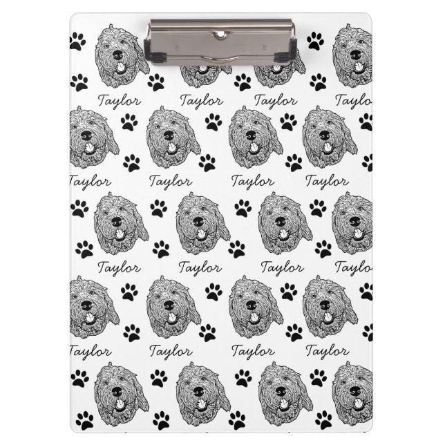 Custom Goldendoodle Dog Personalized Drawing Clipboard (Front)