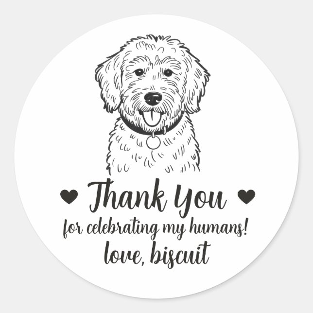 Custom Goldendoodle Dog Wedding Favor Stickers (Front)