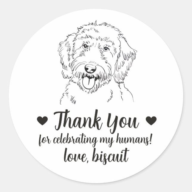 Custom Goldendoodle Dog Wedding Favor Stickers (Front)