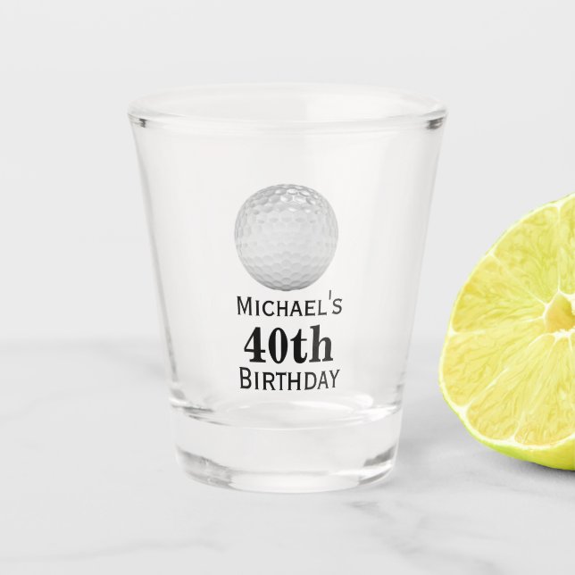 Custom Golf 40th Birthday Party Favor Shot Glass (Front)