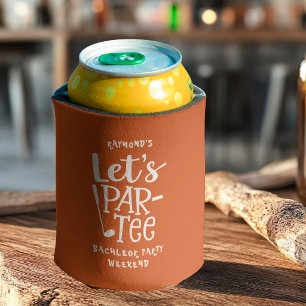 Custom Golf Bachelor Party Rustic Let's Par-Tee  Can Cooler