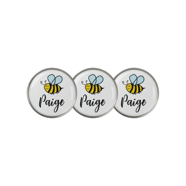 Custom golf ball marker with cute honey bee logo (3 Up)