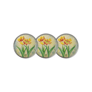 Custom Golf Ball Markers with Red & Yellow Tulips