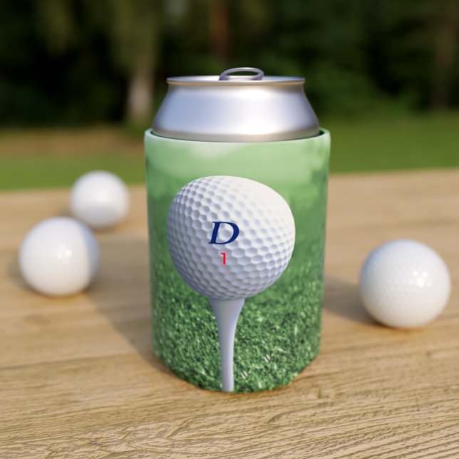 Custom Golf Ball on the Green Golfers Can Cooler (A fun can cooler just for golfers! Add your initial and golf ball number)