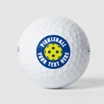 Custom Golf Ball Set With Yellow Pickleball Logo by imagewear at Zazzle
