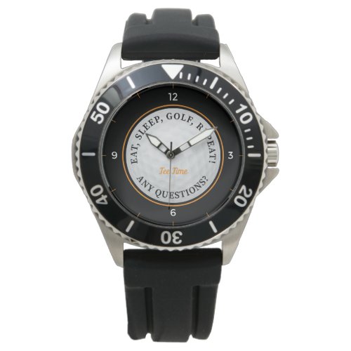 Custom Golf Ball Sports Golfer Quote Black Orange Watch