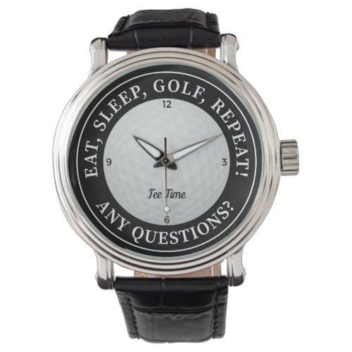 Custom Golf Ball Sports Golfer Quote Black  White Watch