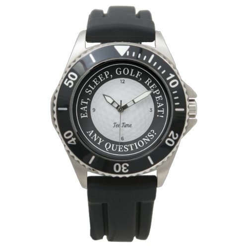 Custom Golf Ball Sports Golfer Quote Black  White Watch