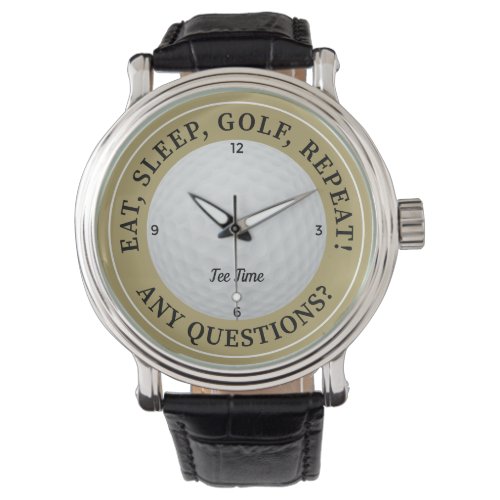 Custom Golf Ball Sports Golfer Quote Gold  Black Watch