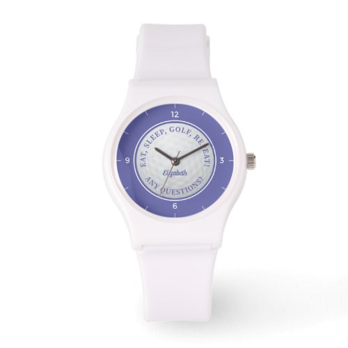 Custom Golf Ball Sports Golfer Quote Periwinkle Watch