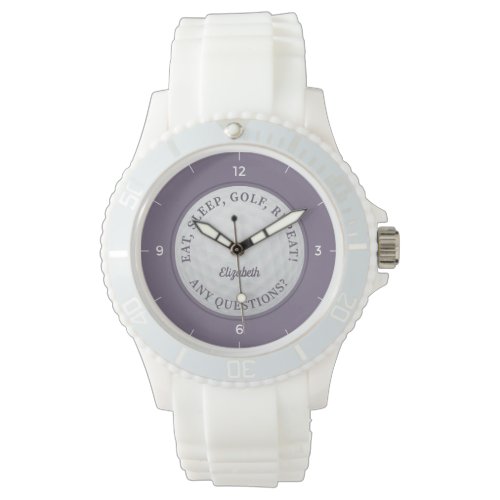 Custom Golf Ball Sports Golfer Quote Purple Chic Watch