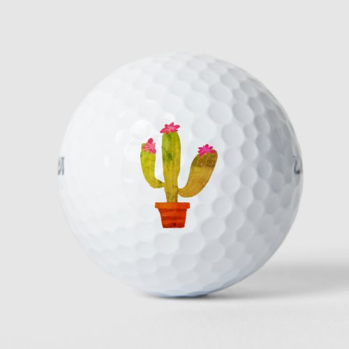 Custom golf balls with cute cactus plant logo