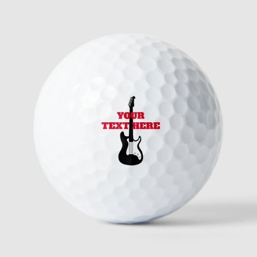 Custom golf balls with electric guitar logo
