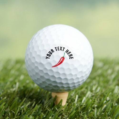Custom golf balls with red chily pepper logo