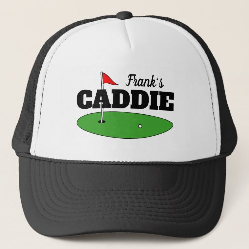 Custom golf caddie hat with player name