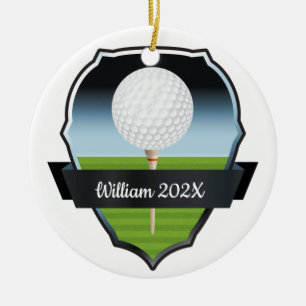 Custom Golf Christmas Tree Ceramic Ornament