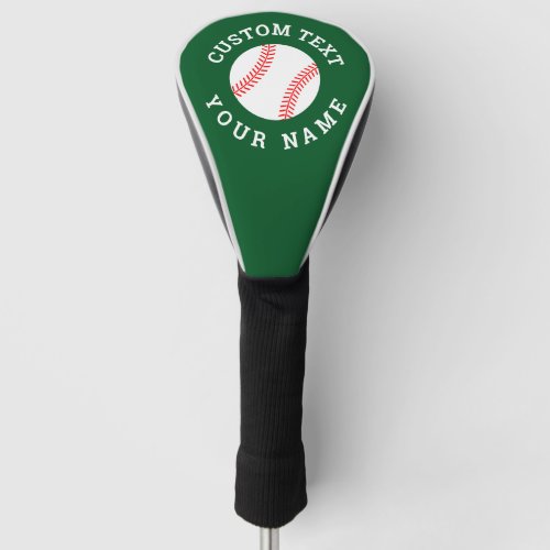 Custom golf club driver cover with baseball logo