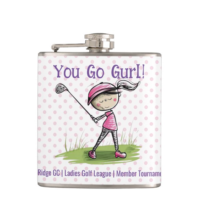 Custom Golf Club Ladies League Vinyl Wrapped Flask (Front)
