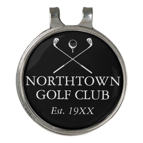 Custom Golf Club Name Black And White Golf Hat Clip