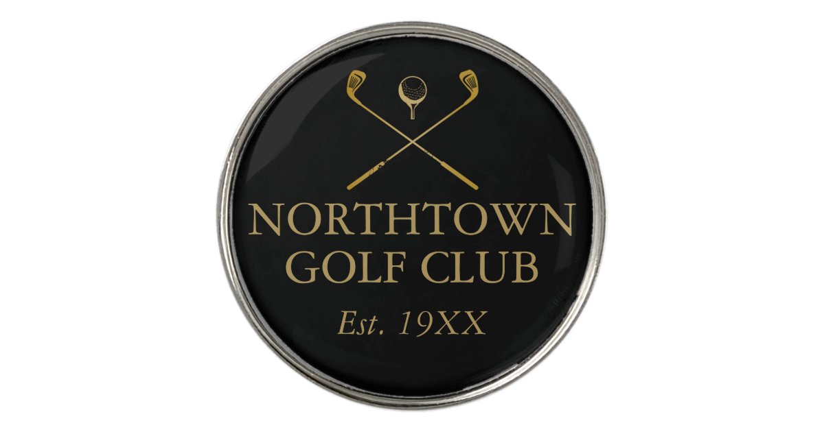 Custom Golf Club Name Classic Black And Gold Golf Ball Marker Zazzle