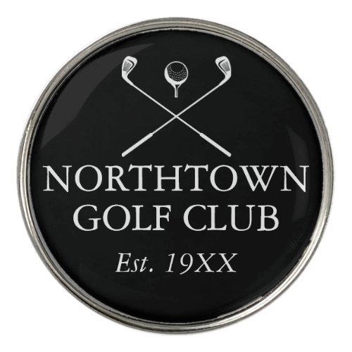 Custom Golf Club Name Classic Black And White Golf Ball Marker
