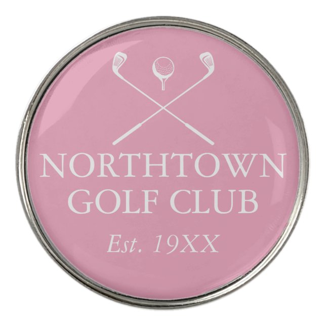 Custom Golf Club Name Classic Pink Ball Marker (Front)