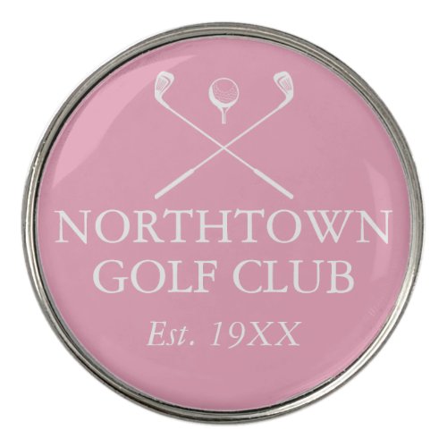 Custom Golf Club Name Classic Pink Golf Ball Marker