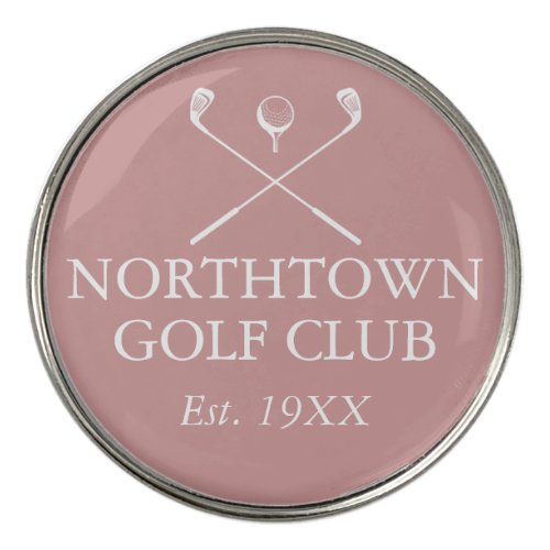 Custom Golf Club Name Dusty Rose Pink Golf Ball Marker