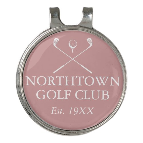 Custom Golf Club Name Dusty Rose Pink Golf Hat Clip