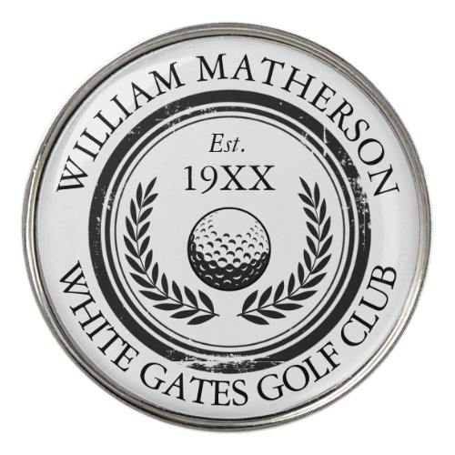 Custom Golf Club Name Established Wreath Golf Ball Marker