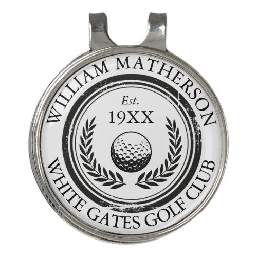 Custom Golf Club Name Established Wreath Golf Hat Clip