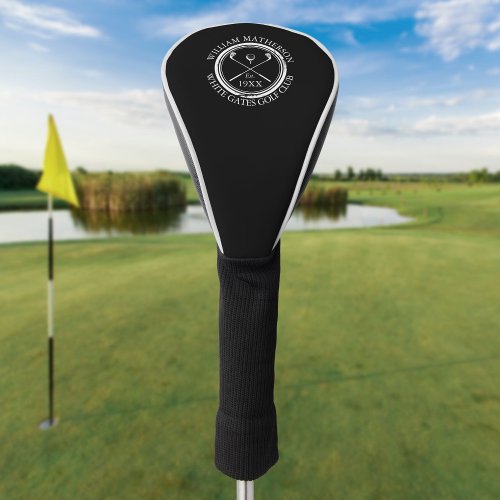 Custom Golf Club Name Personalized Black And White Golf Head Cover