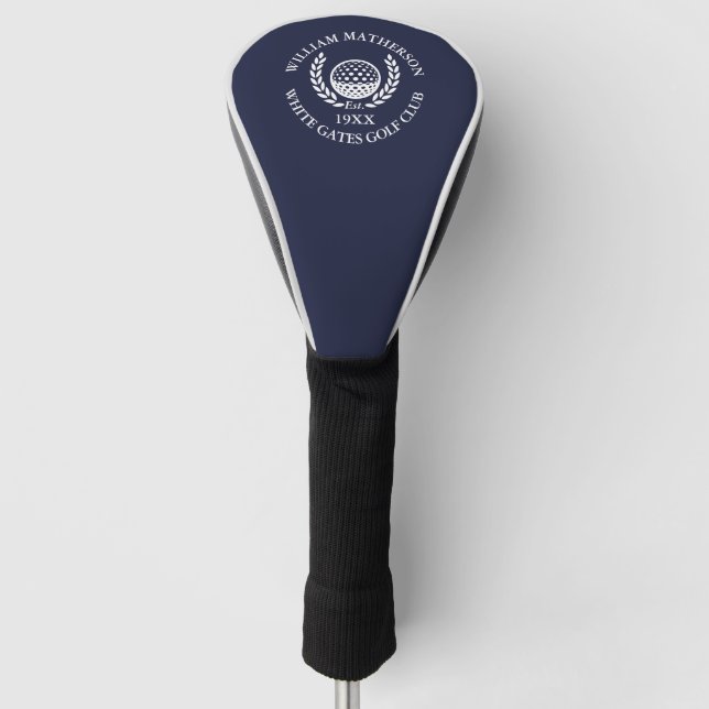 Custom Golf Club Name Personalized Navy Blue Head Cover (Front)