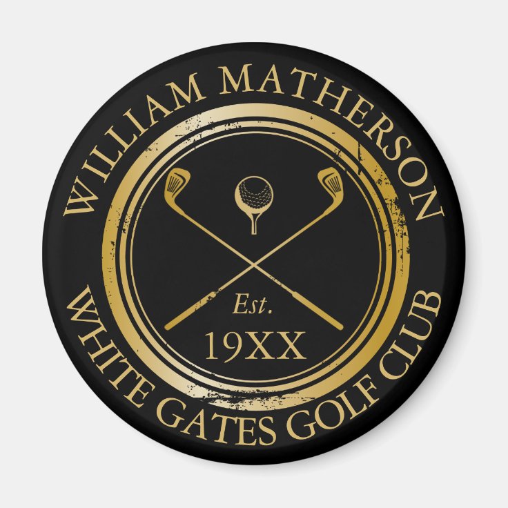 Custom Golf Club Name Retro Stamp Black And Gold Zazzle