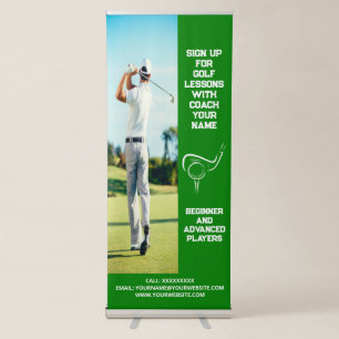 Custom Golf Coach Coaching Class Lessons Green Retractable Banner