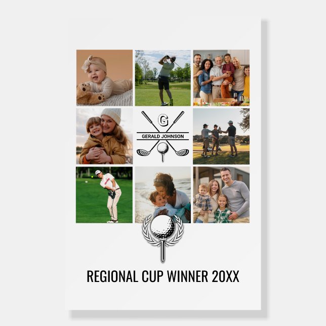 Custom Golf Collage with Monogram Design Foam Board (Front)