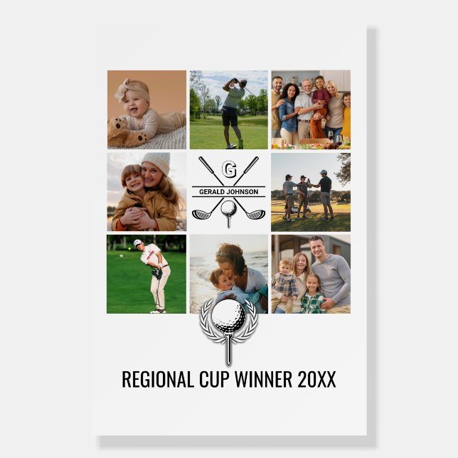 Custom Golf Collage with Monogram Design Foam Board (Front)