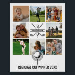 Custom Golf Collage with Monogram Design Poster<br><div class="desc">Custom Elegant Golf Collage and Monogram Design by Edward Eksi. Easy modification of INITIALS and TEXTS for your needs.</div>