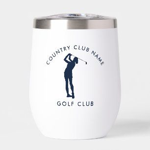 Custom Golf Country Club Navy Blue Team Swag Thermal Wine Tumbler