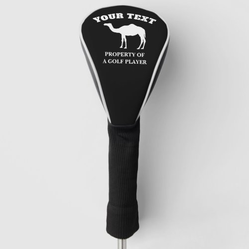 Custom golf driver cover with camel silhouette