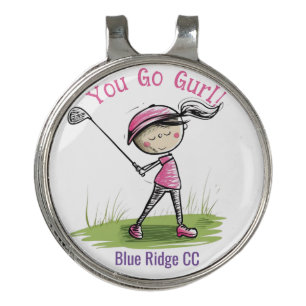 Custom Golf Fun Lady Golfer Ball Marker Cartoon Hat Clip