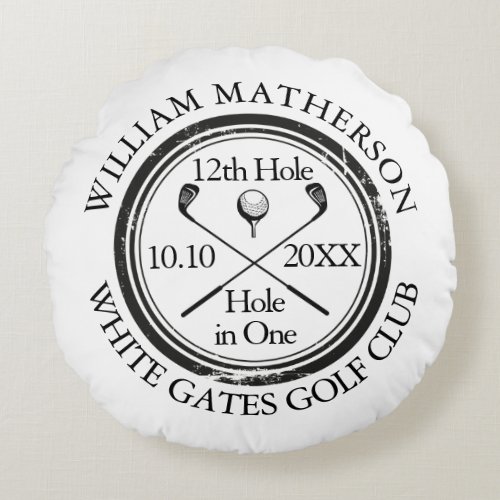 Custom Golf Hole in One Classic Photo Round Pillow