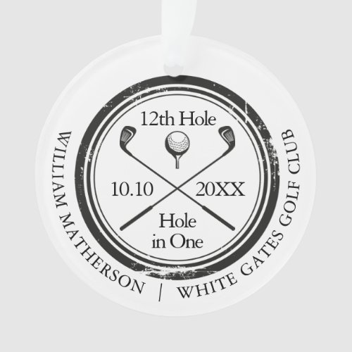 Custom Golf Hole In One Retro Black And White Ornament