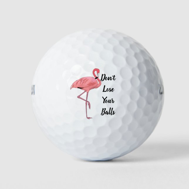 Custom Golf Humor Pink Flamingo Balls (Front)