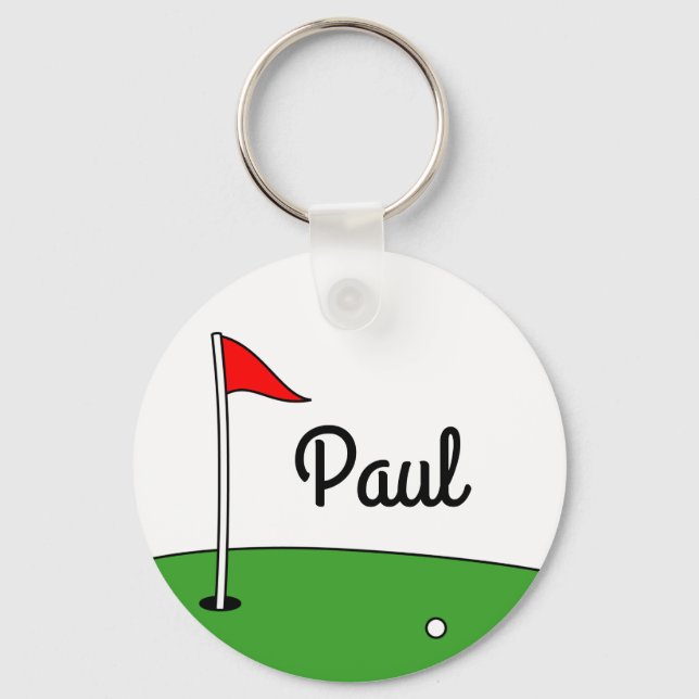 Custom golf keychain with putting green design (Front)