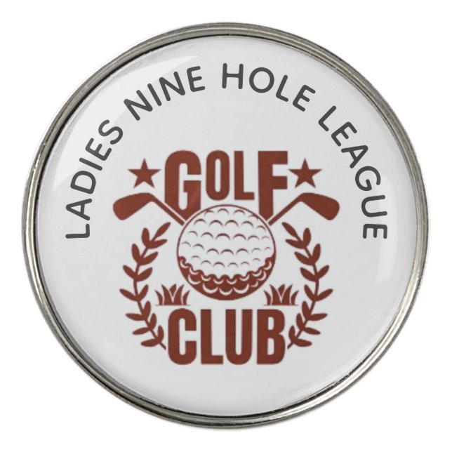 Custom Golf League Golf Club Logo   Ball Marker (Front)