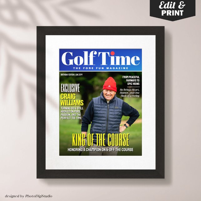 Custom Golf Magazine Cover, Fun Gift for Golfer  Poster (Custom Golf Magazine Cover, Fun Gift for Golfer Poster)