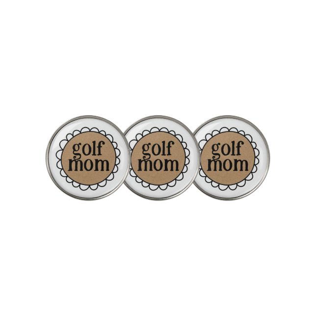 Custom GOLF MOM Scalloped Edge Golf Ball Marker (3 Up)